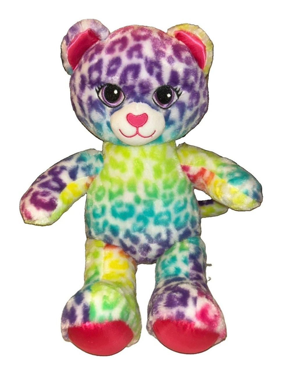 Build A Bear Rainbow Leopard Kitty Plush Lisa Frank Style Stuffed Animal